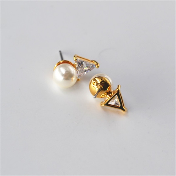 Kate Spade Bright Triangle Pearl Stud Earrings - Picture 6 of 6